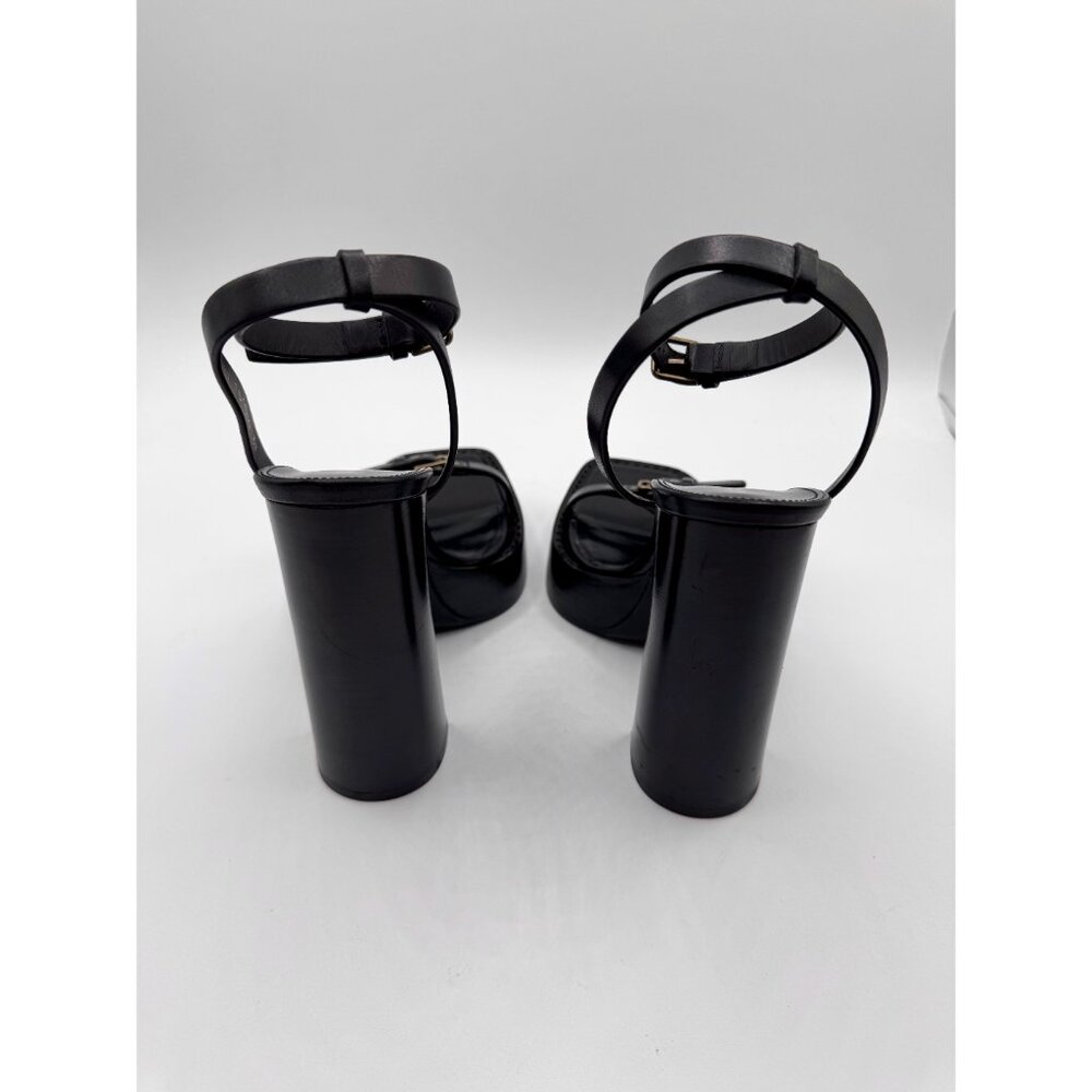 Saint Laurent Carine Black Leather Buckle Platform Sandal in Nero EU 38 - Picture 9 of 13